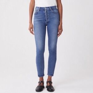 AGOLDE‎ Nico High Rise Slim Straight Leg Jeans Blue Denim Size 28 Button Fly